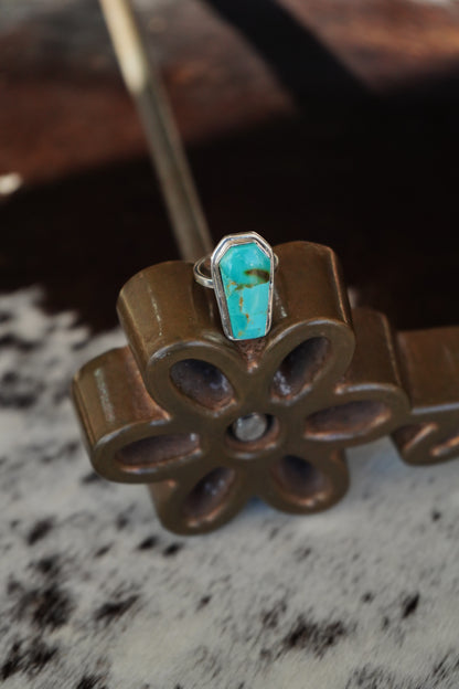 Turquoise Coffin Ring - Adj