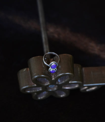 2 Stone Purple Dahlia Ring - Sz 8