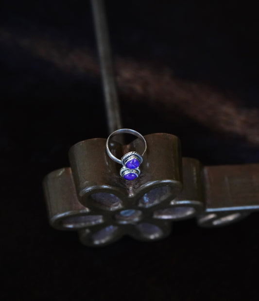 2 Stone Purple Dahlia Ring - Sz 8