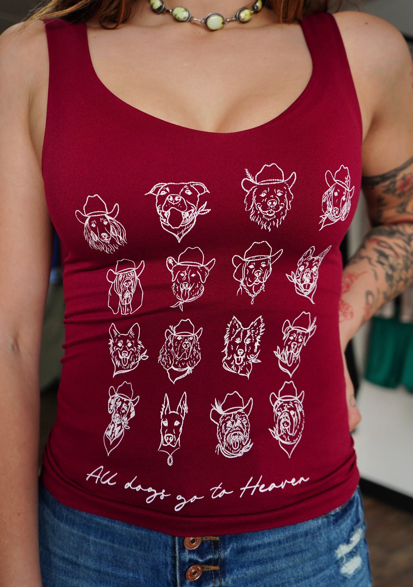 All Dogs - Burgundy Seamless Tank Top