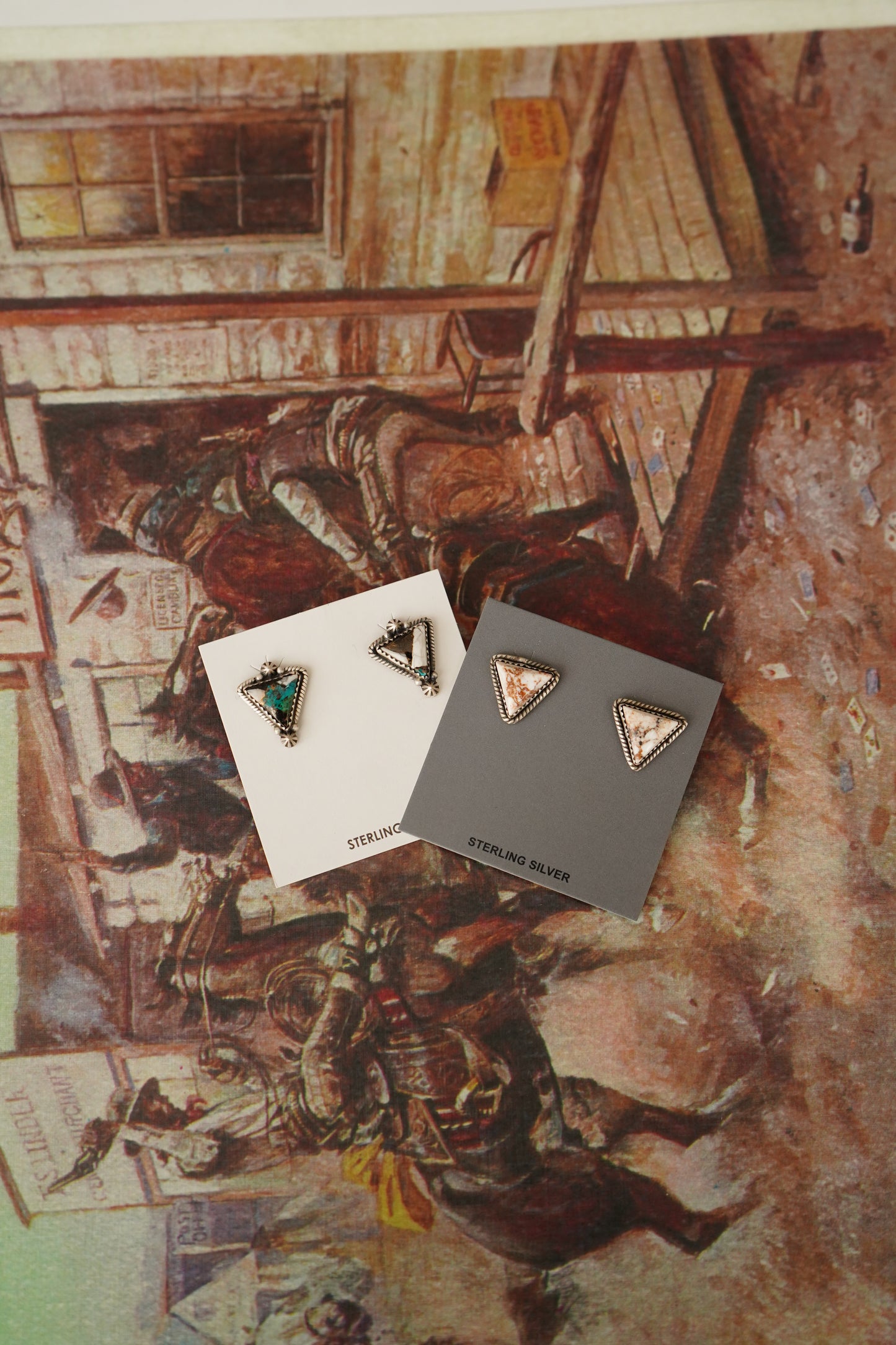 Turquoise Triangle Stud Earrings