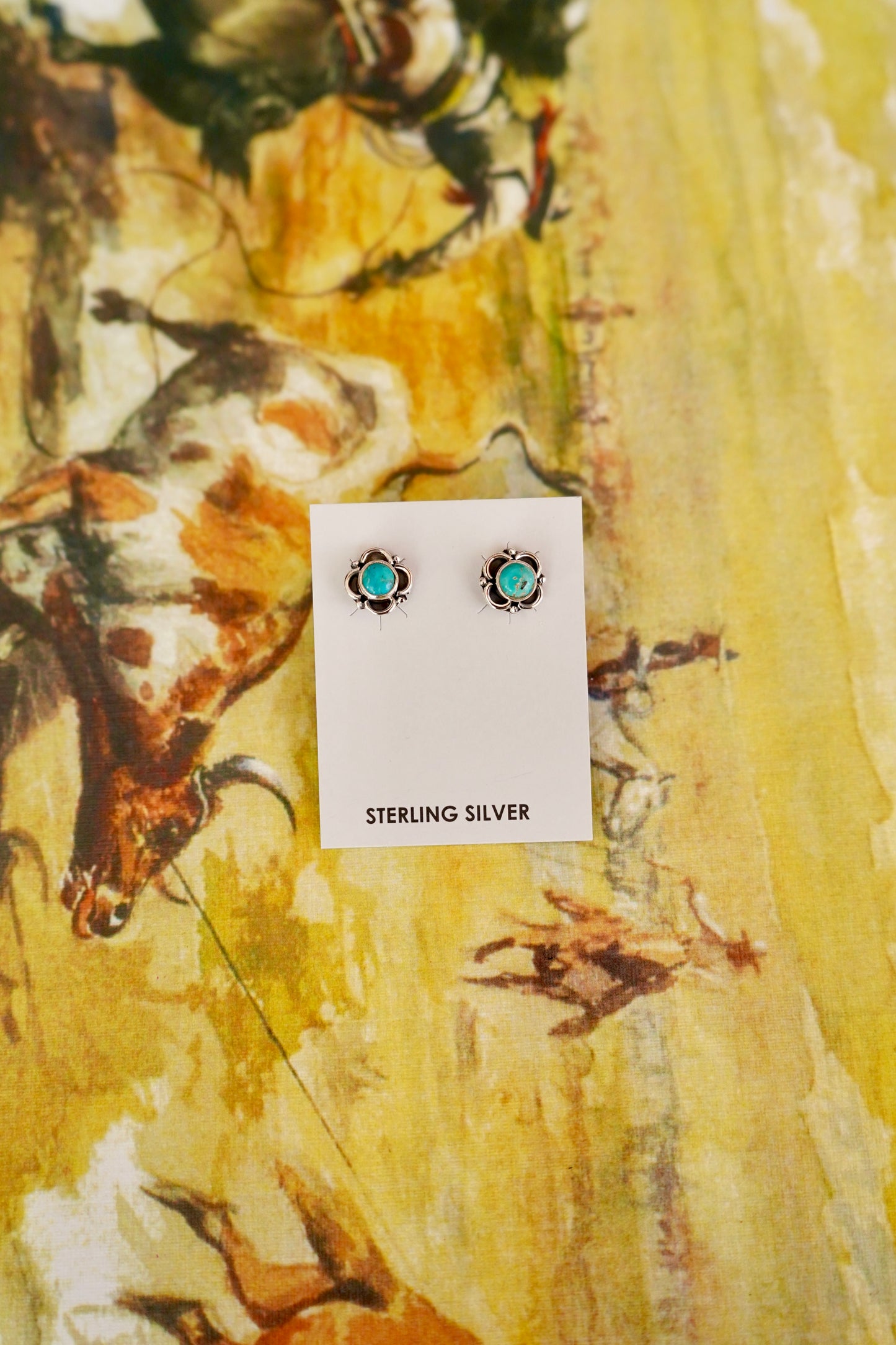 Small Turquoise Flower Stud Earrings