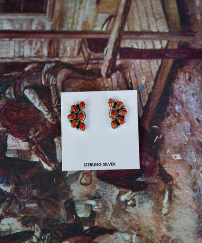 Half Cluster Stud Earrings