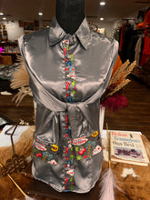 Load image into Gallery viewer, M - Grey Vegas on Grey Satin Button Down