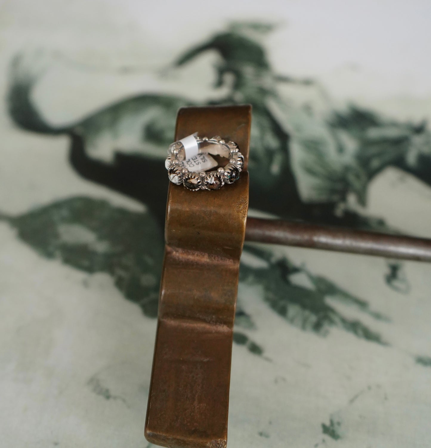 White Buffalo & Turquoise Infinity Ring - Sz 7