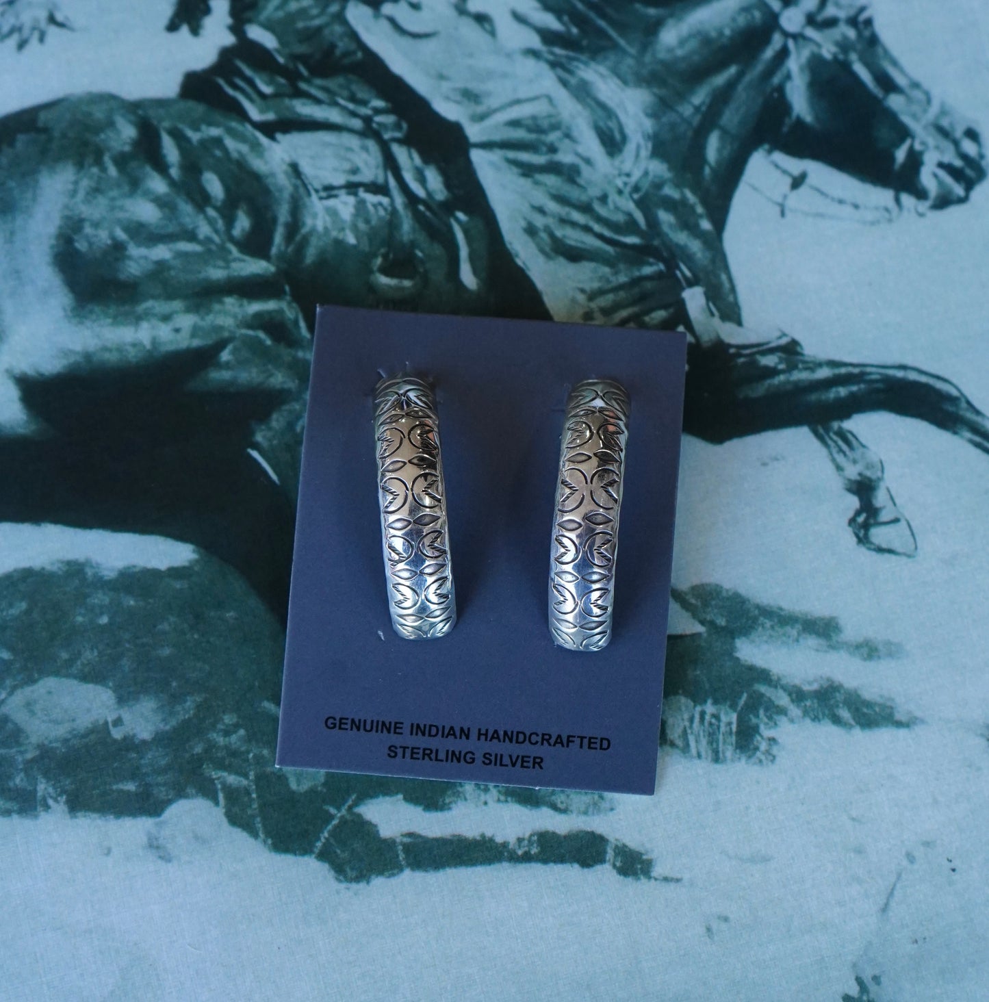 Nova Ashley Sterling Silver Stamped Half Hoops