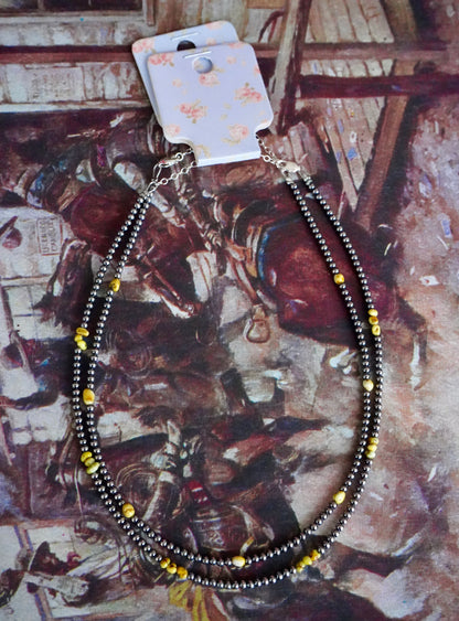 Sterling Silver Pearls w/ Bumblebee Jasper Necklaces