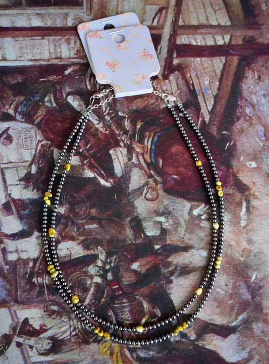 Sterling Silver Pearls w/ Bumblebee Jasper Necklaces