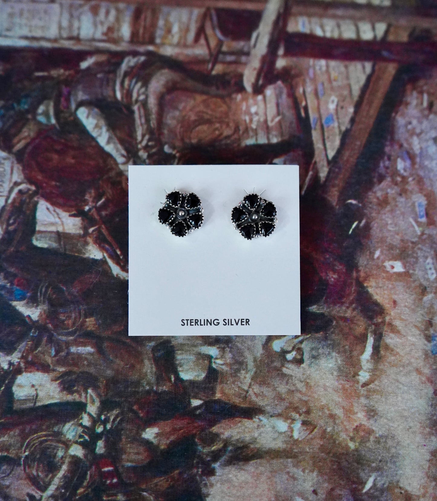 4 Stone Flower Cluster Stud Earrings