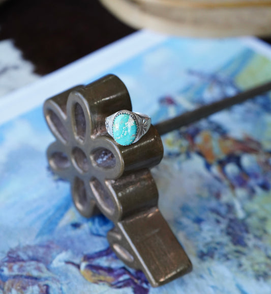 Turquoise w/ Stamped Band Ring - Sz 11