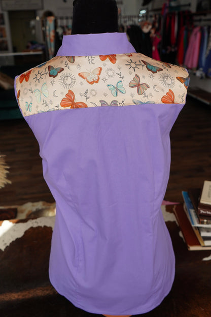 XL - Holly on Lavender Cotton Button Down