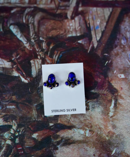 4 Stone Cluster Stud Earrings