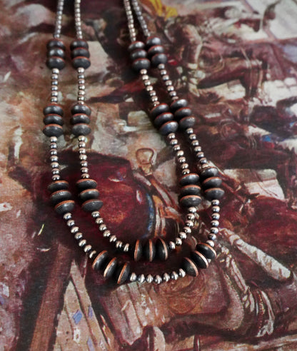 Sterling Silver Pearls w/ Copper Saucer Pearl Necklaces