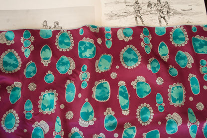 Turquoise Stones on Purple Wild Rag