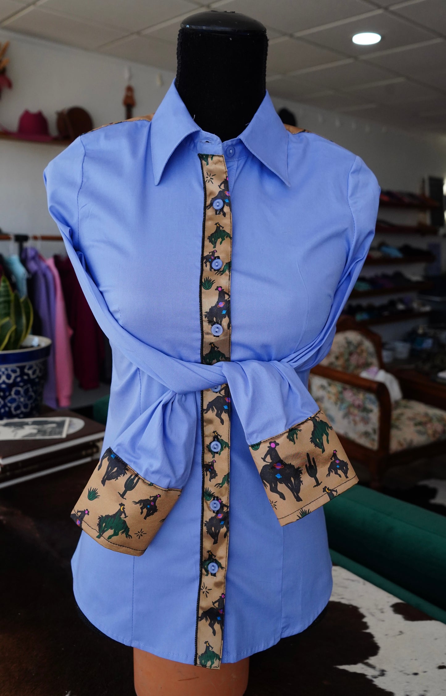 S - Space Cowboy on Lilac Cotton Button Down