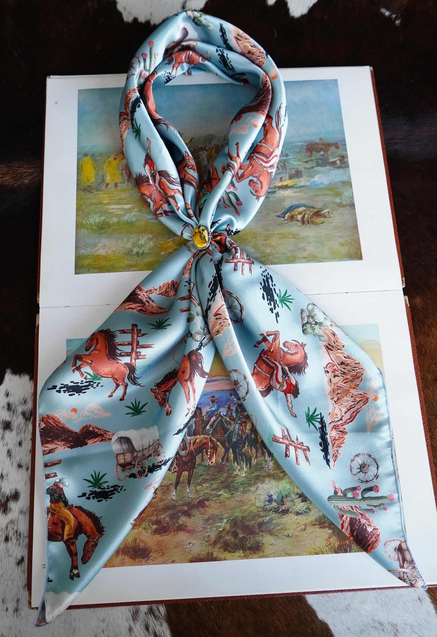 Blue Western Wagon Wild Rag