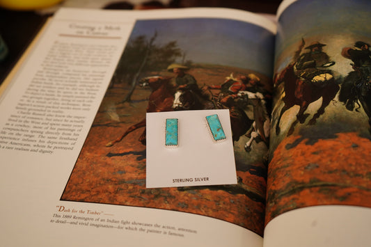Turquoise Bar Stud Earrings