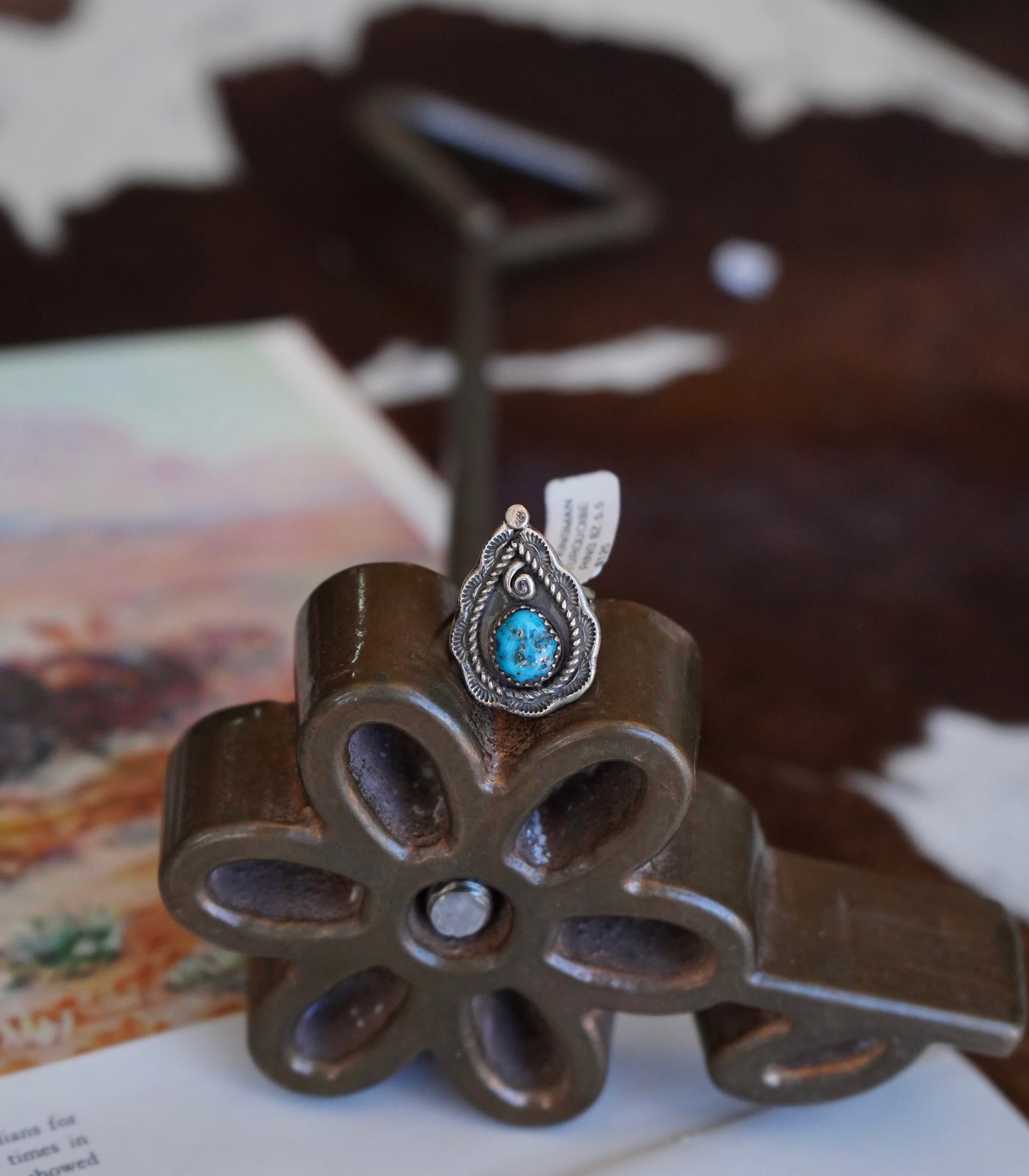 Julia Etcitty Turquoise & Sterling Silver Teardrop Ring - Sz 5.5