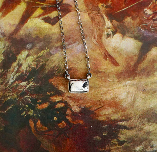 Dainty White Buffalo Bar Necklace