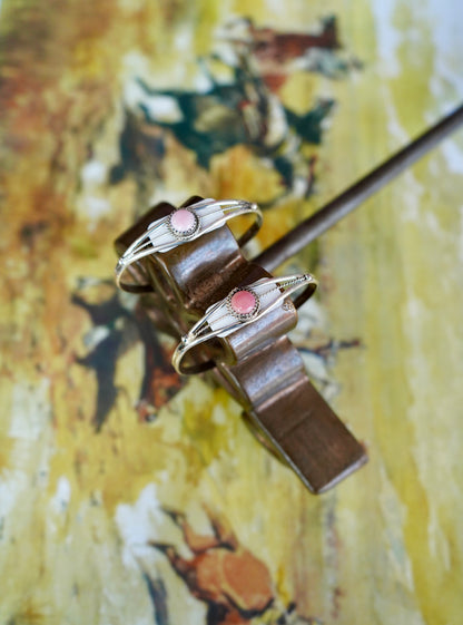 Esther White Single Stone Cuffs