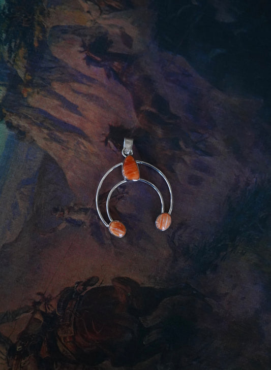 3 Stone Orange Spiny Naja Pendant