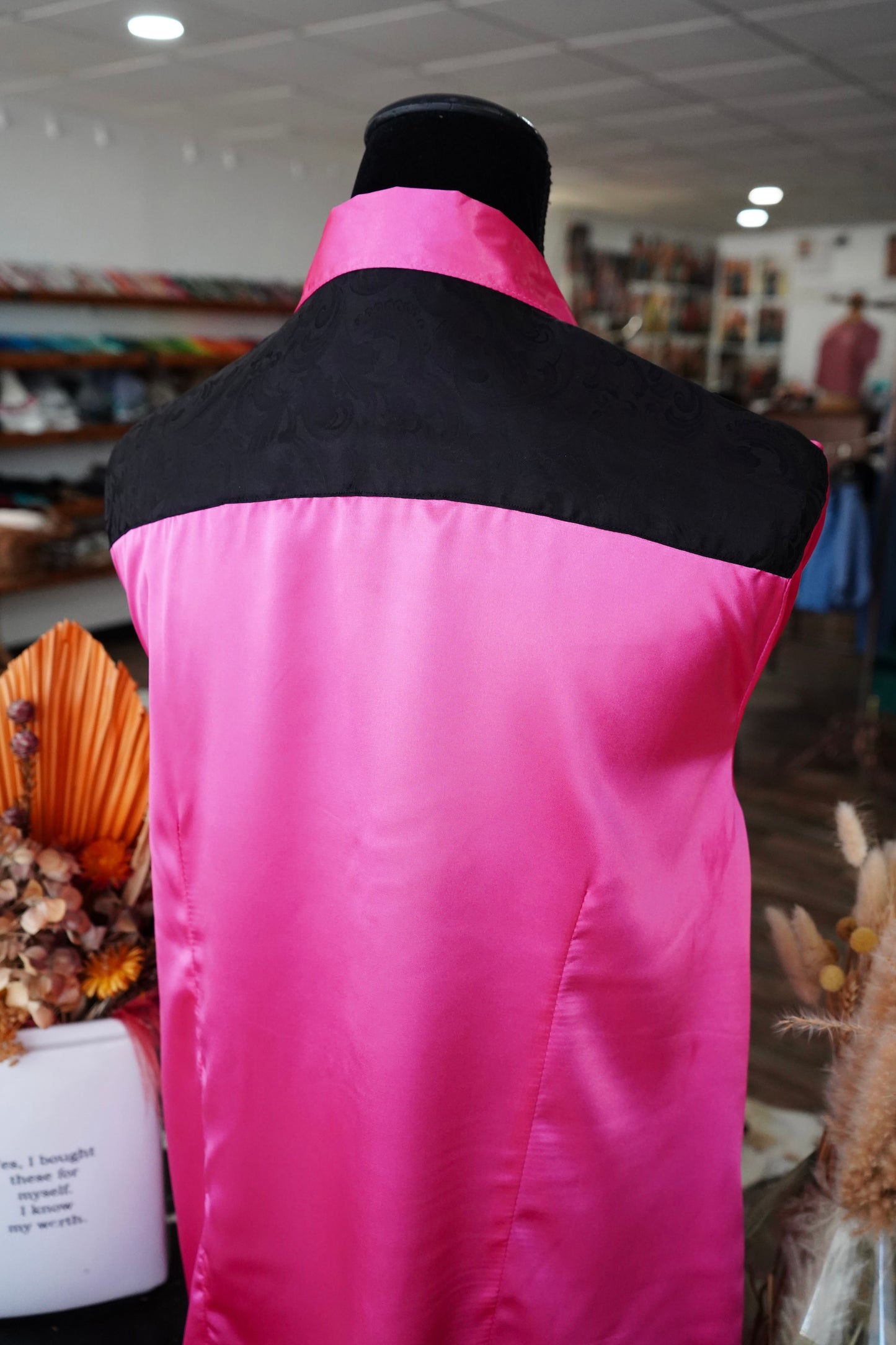3XL - Hot Pink w/ Black Silk Jacquard