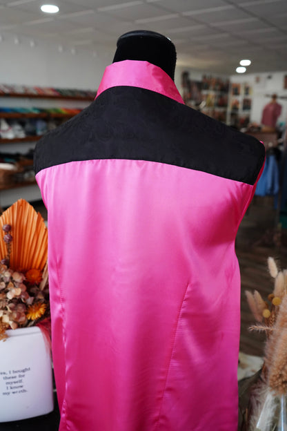 3XL - Hot Pink w/ Black Silk Jacquard
