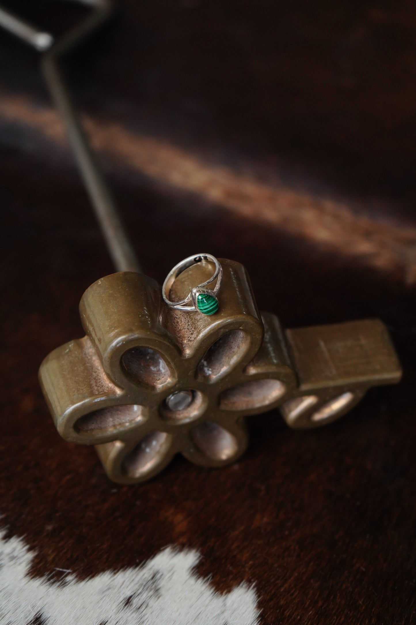 Small Malachite Teardrop Ring - Sz 9