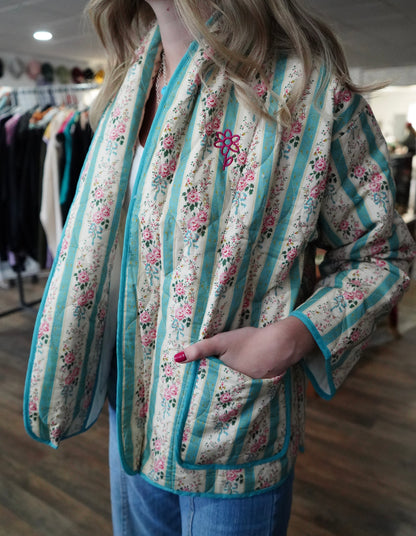 Daisy Quilted Open-Front Jacket