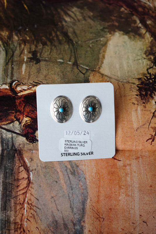 Turquoise Concho Stud Earrings