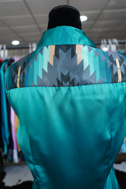 L - Emerald Aztec on Emerald Satin Button Down