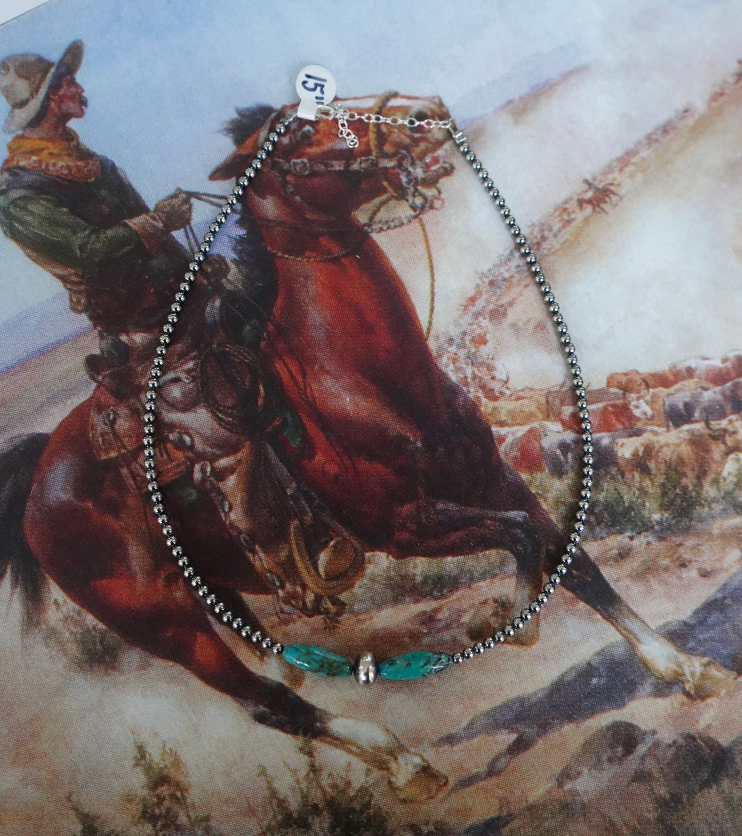 2 Stone Torpedo Turquoise Necklace - 15”