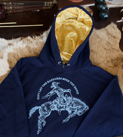Navy Bucked Down Satin Lined Hoodies