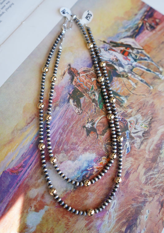 Sterling Silver Pearls w/ Gold Necklaces