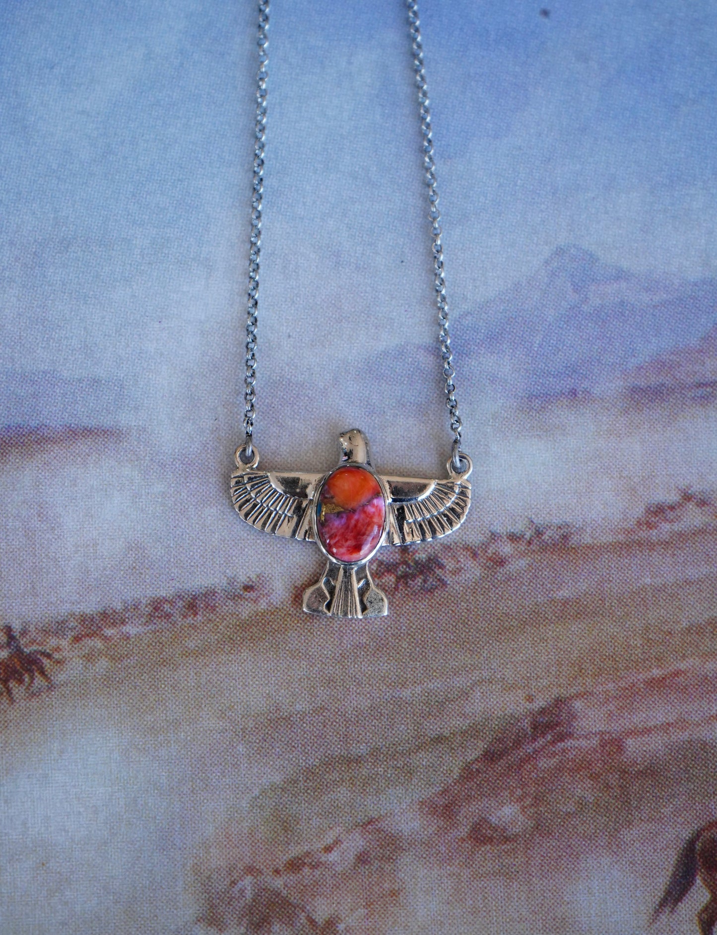 Pink Dahlia Thunderbird Necklace