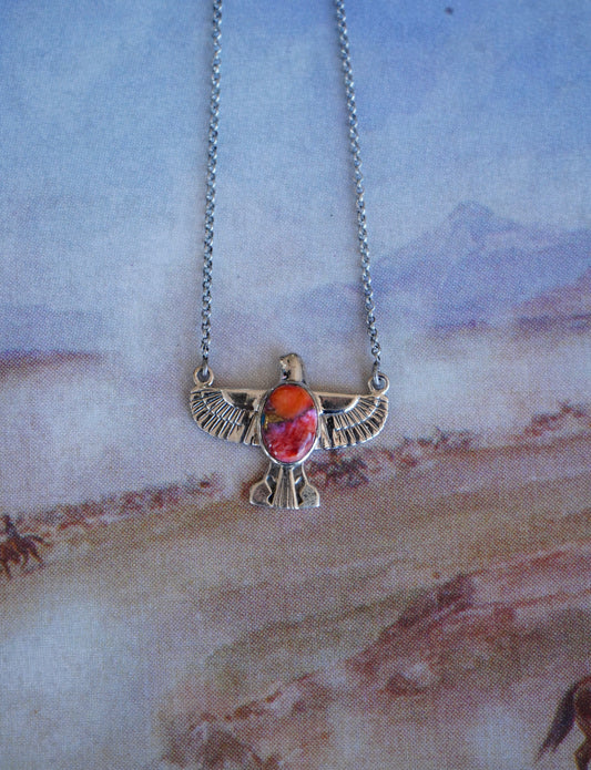 Pink Dahlia Thunderbird Necklace