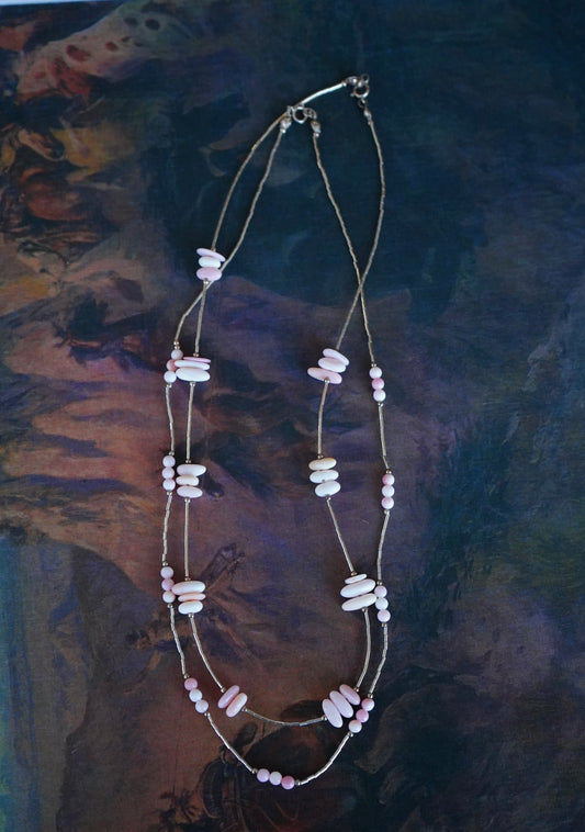 Liquid Silver Pink Conch Necklaces