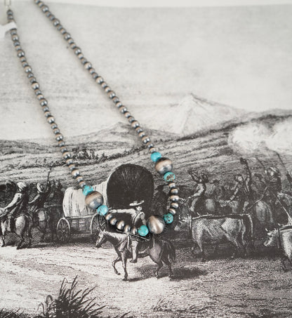 Sterling Silver Pearls & Turquoise Necklace - 16”