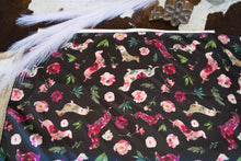 Load image into Gallery viewer, Black w/ Purple Floral Weenies Wild Rag