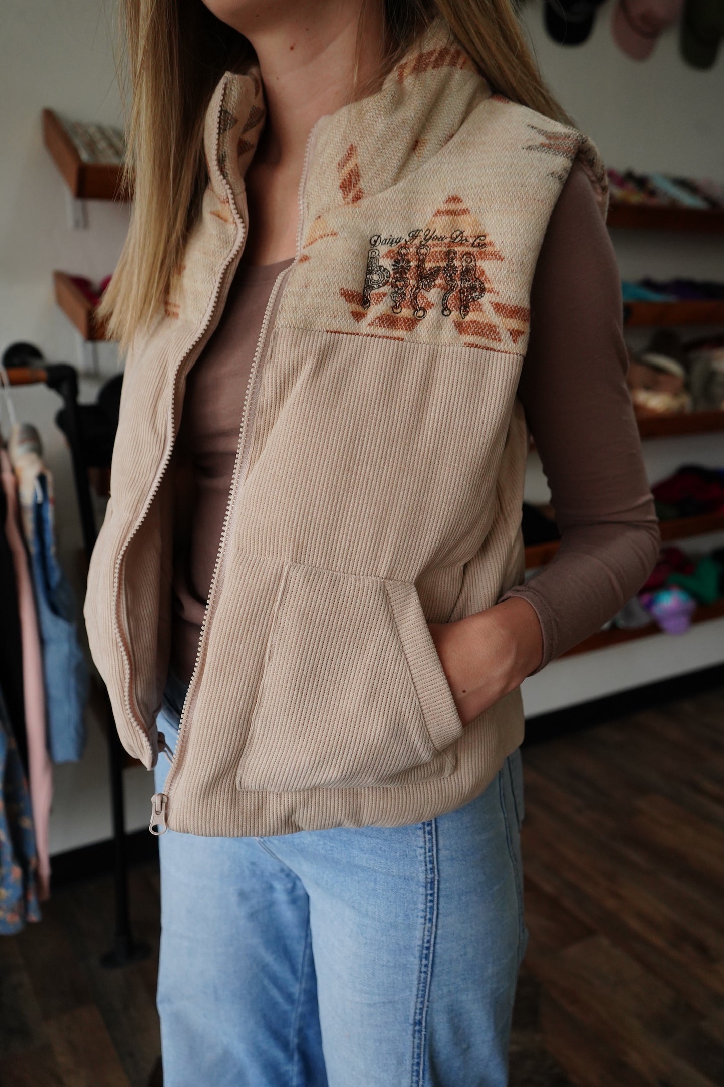 Daisy Spade Blue Aztec Vest