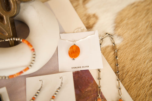 Orange Spiny Oyster Necklace