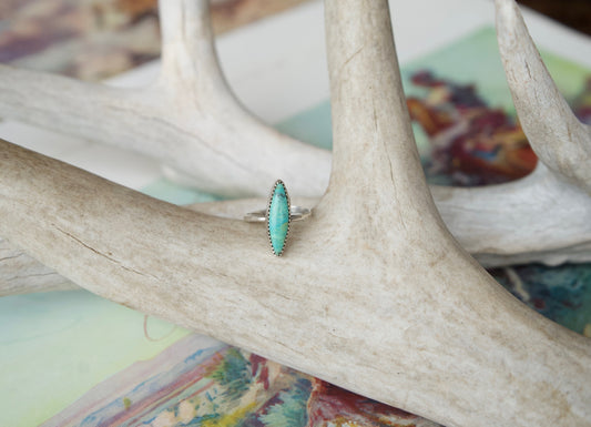 Skinny Diamond Turquoise Ring - Size 5.5