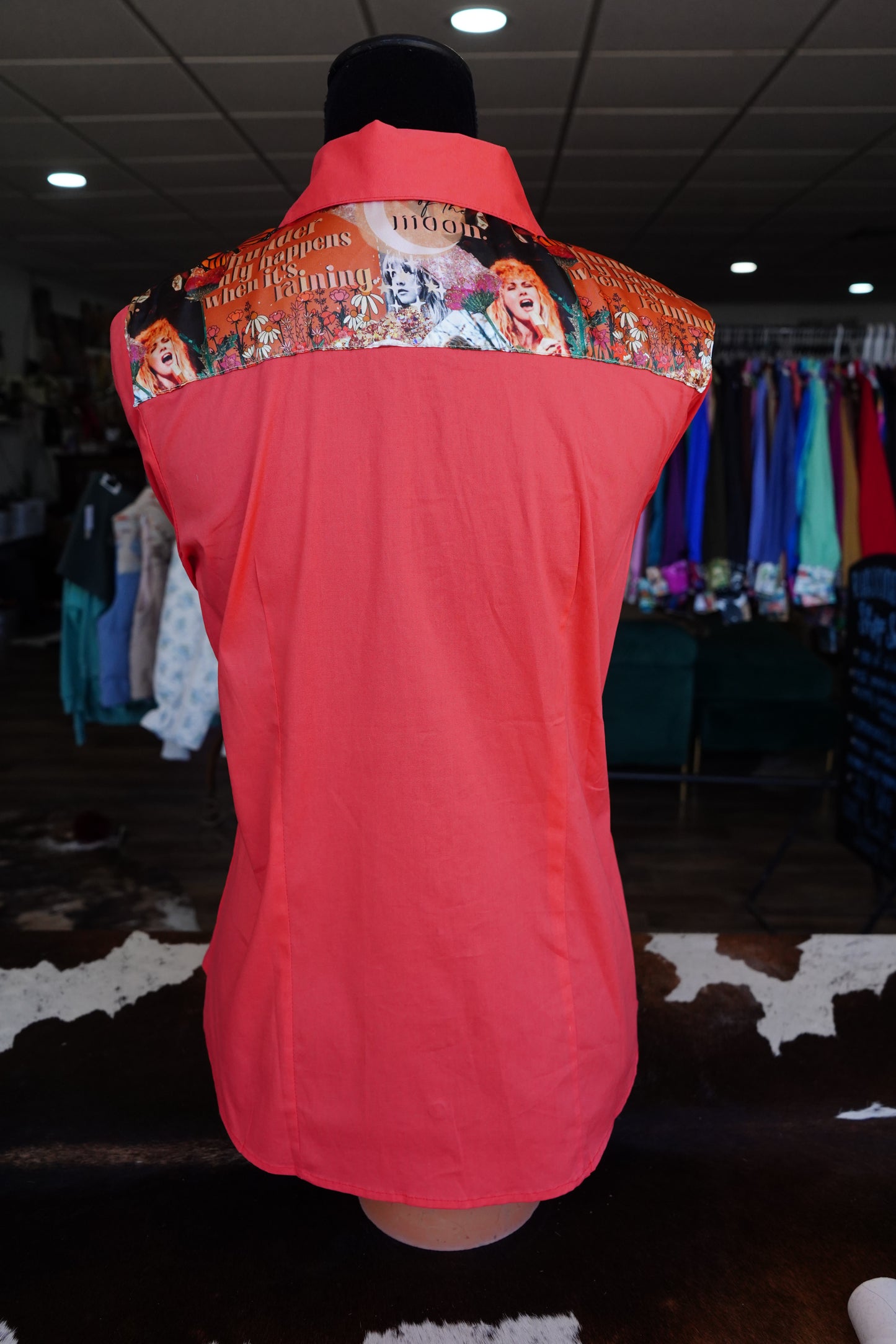 XL - Nicks on Coral Cotton Button Down