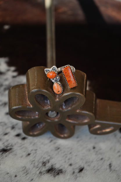 Orange Spiny Cat w/ Bar Ring - Adj