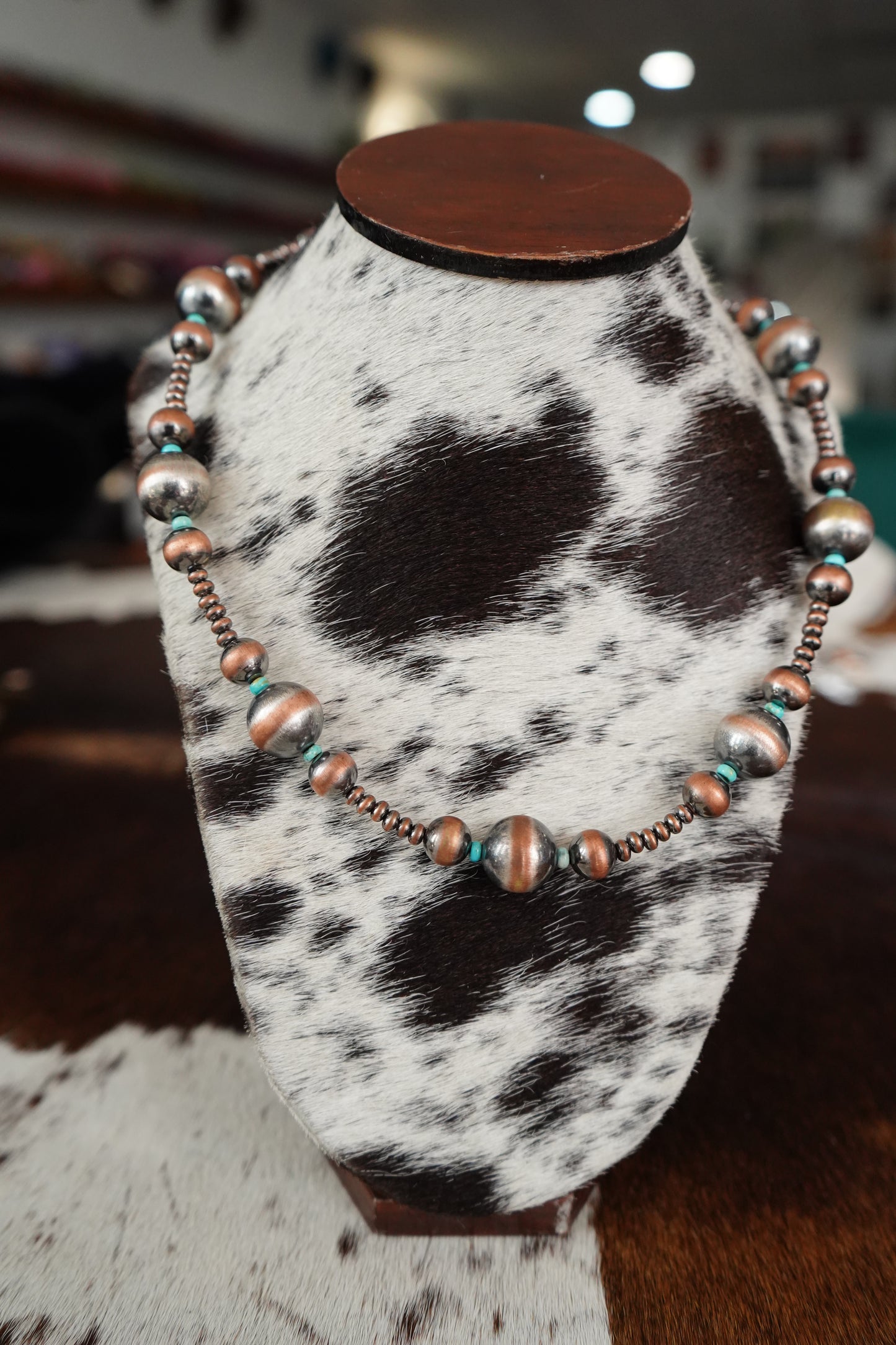 Gradated Copper & Turquoise Necklace - 28”