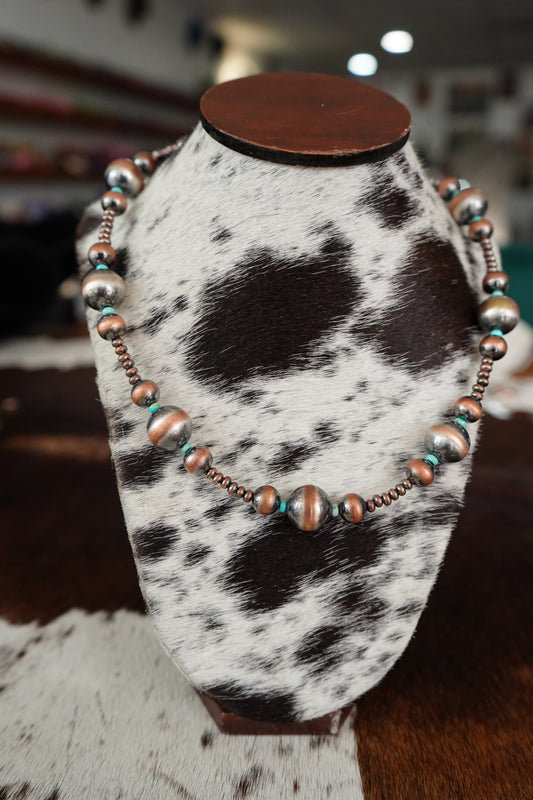 Gradated Copper & Turquoise Necklace - 28”