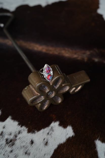 2 Stone Teadrop Pink Dahlia Ring - Sz 8