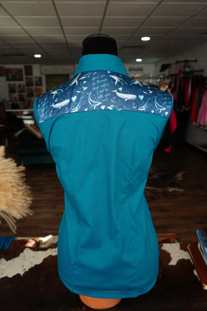 M - Isaiah 43:2 on Teal Cotton Button Down