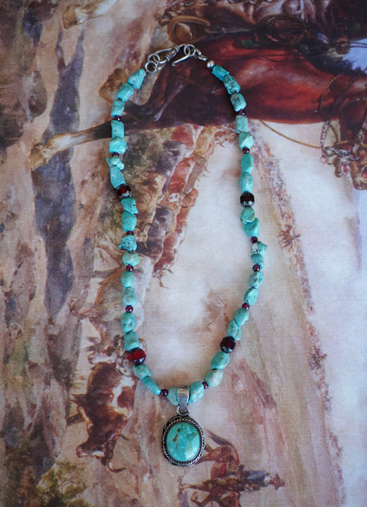 Vintage Chunky Raw Turquoise Necklace