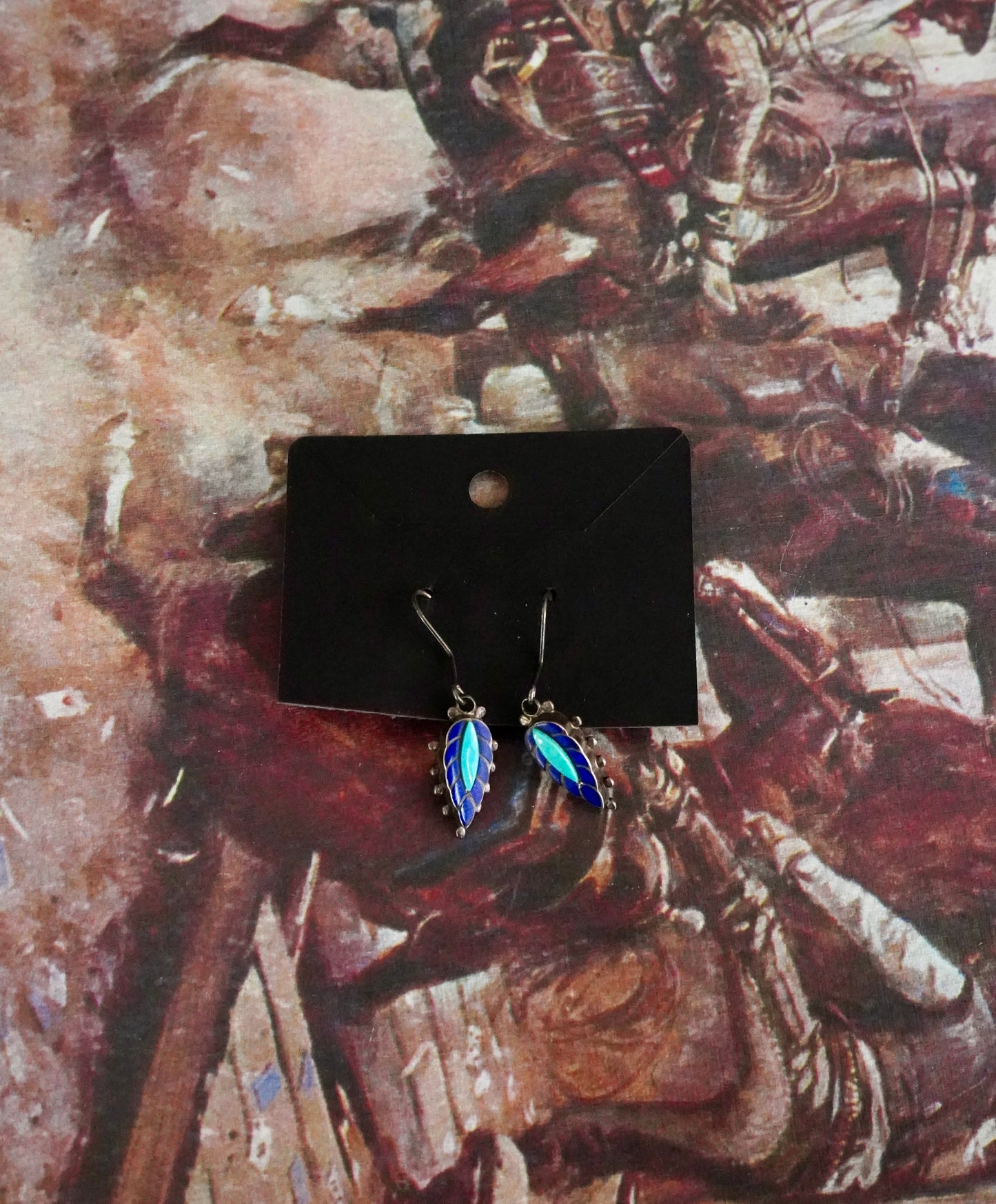Vintage Lapis & Turquoise Fishhook Earrings